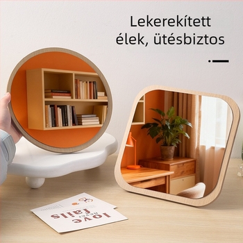 Összecsukható sminktükör, faasztallal, hálószobába és otthonra, forgó kivitel