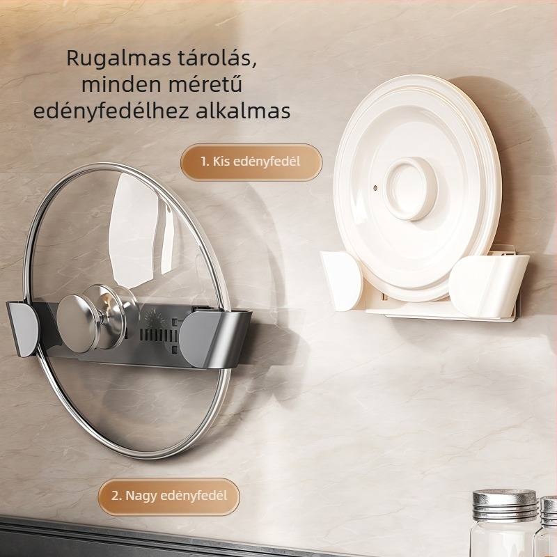 Behajtható fedőállvány edényekhez, falra szerelhető, lyukasztás nélküli konyhai tároló, vágódeszkákhoz