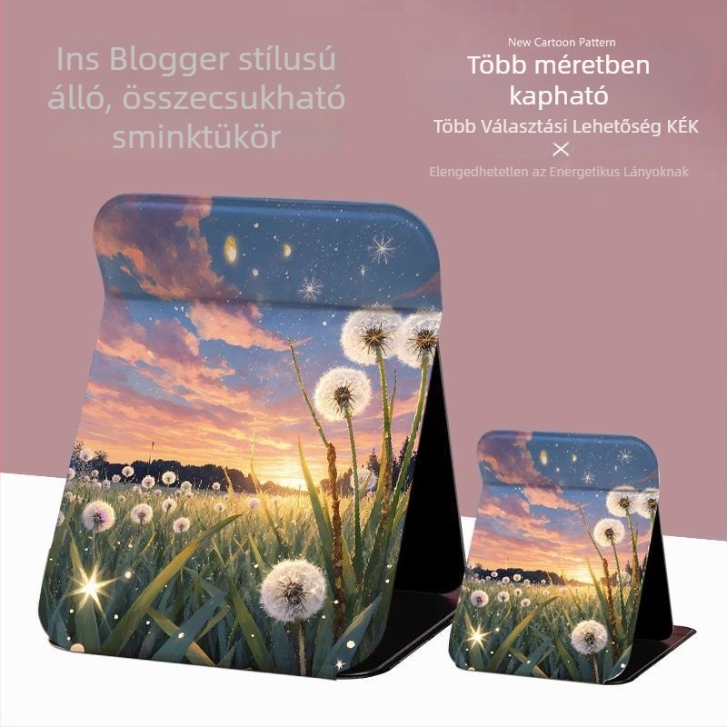 Evening Dandelion hajlatható sminktükör, nagy asztali tükör otthonra és az irodába, nőknek
