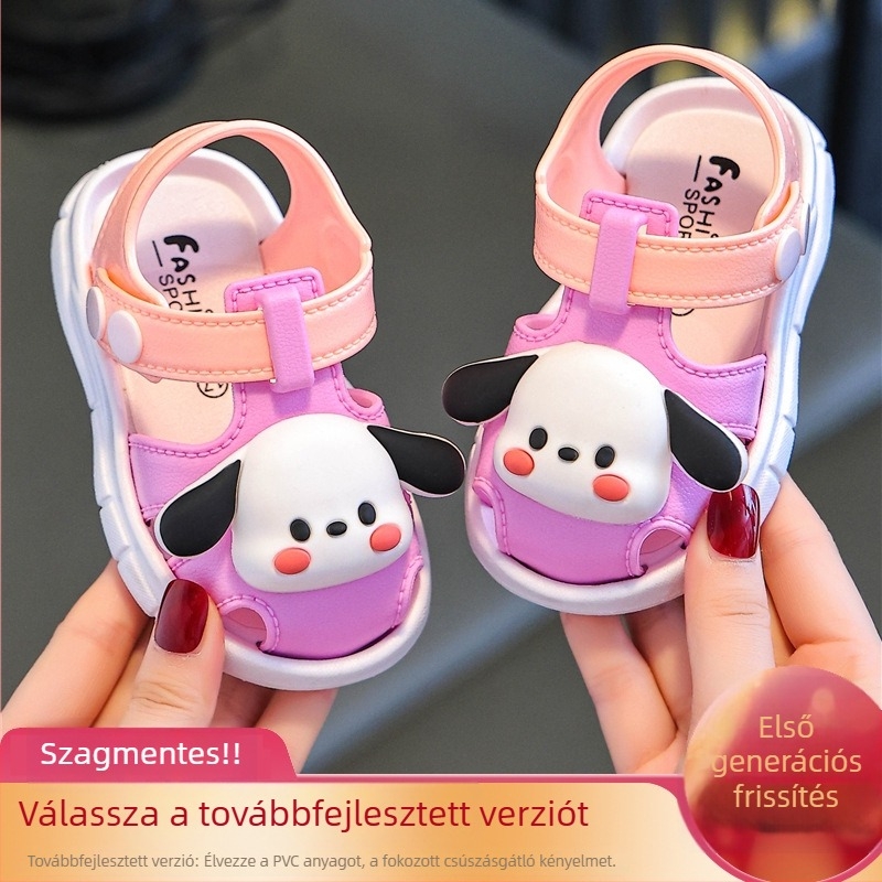 Zárt orrú PVC gyerek szandál, uniszex, csúszásmentes puha talppal, nyári cipő 0-3 évre