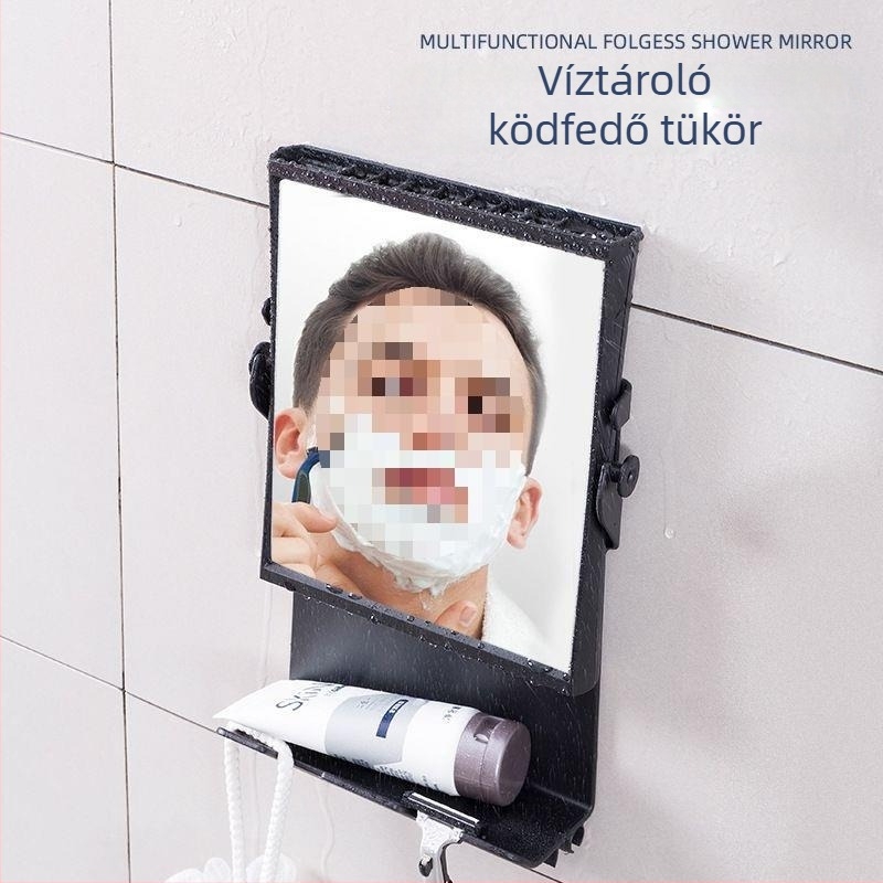 Fürdőszobai kétoldalas páramentes sminktükör szívócsészével, fúrás nélkül, nagyítóval