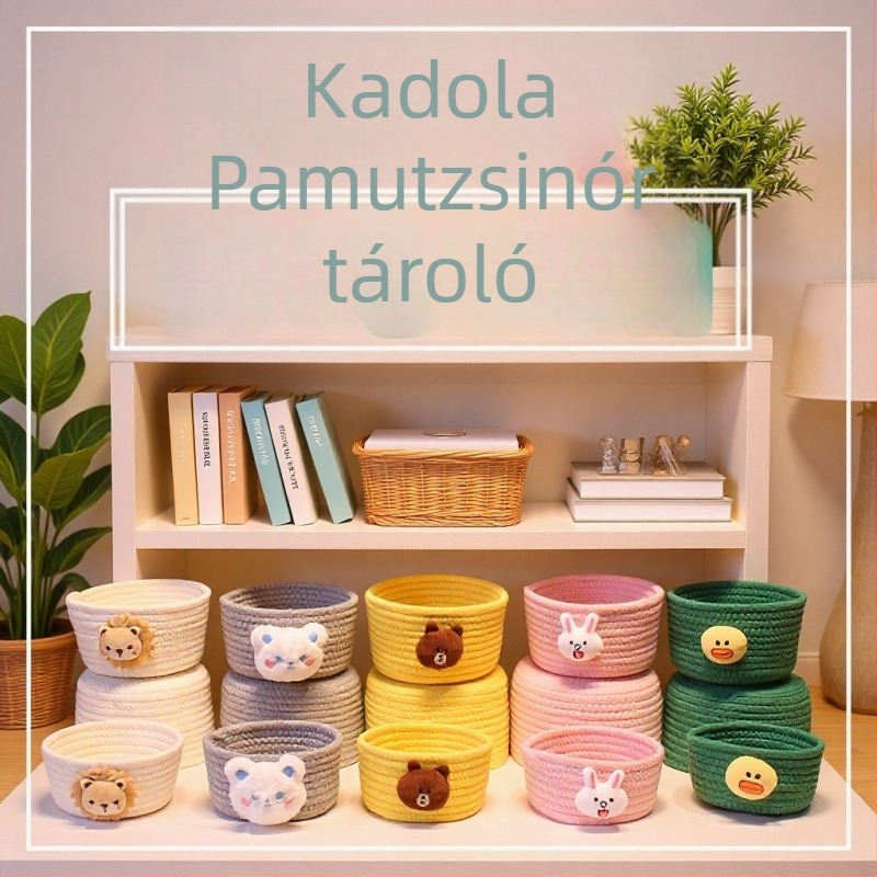 Asztali, kis méretű fonott tárolókosár távirányítók, kulcsok, ékszerek és apró kellékek számára