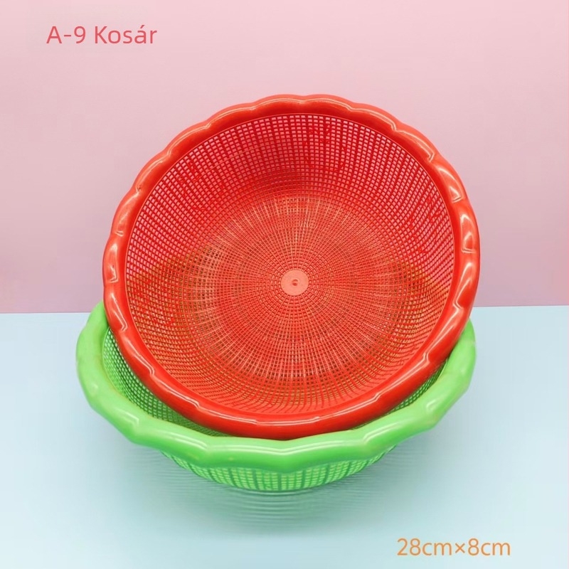 Műanyag leeresztő kosár konyhába, perforált dizájnnal, multifunkcionális gyümölcs- és zöldségkosár