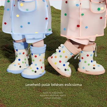 Rainbow Bean gyerek esőcsizmák fleece béléses, négy évszakos, kétféle viselési mód, vízálló, uniszex
