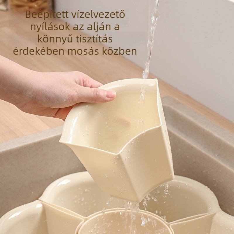 Forgó műanyag Hot Pot tál rekeszekkel, két szintes zöldségmosó kosár és gyümölcstál