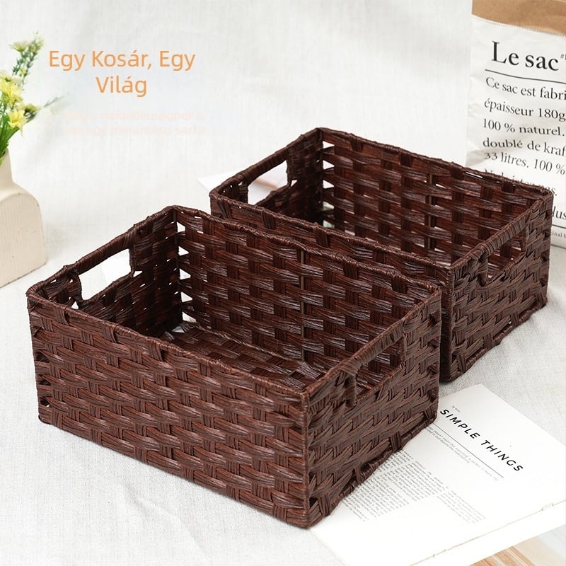 Japán stílusú műanyag rattan fonott tároló doboz és kosár