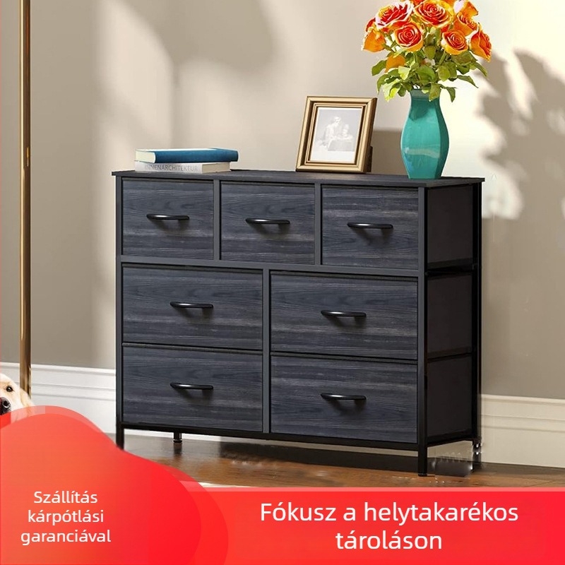 7 rekeszes textil tároló szekrény, nappaliba – ruhák és játékok tárolására