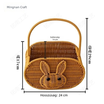 Kézzel font tárolókosár imitációs rattanból, gyümölcs- és nasi kosár, hordozható nappali dekoráció