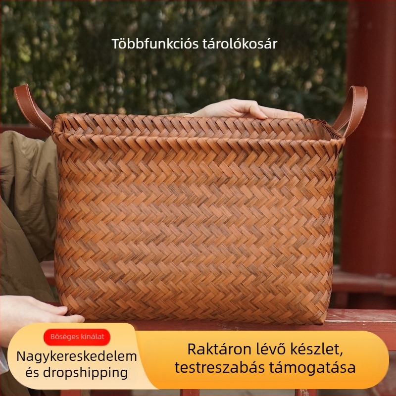 Kézzel szőtt tárolókosár mesterséges rattanból, amerikai stílusú