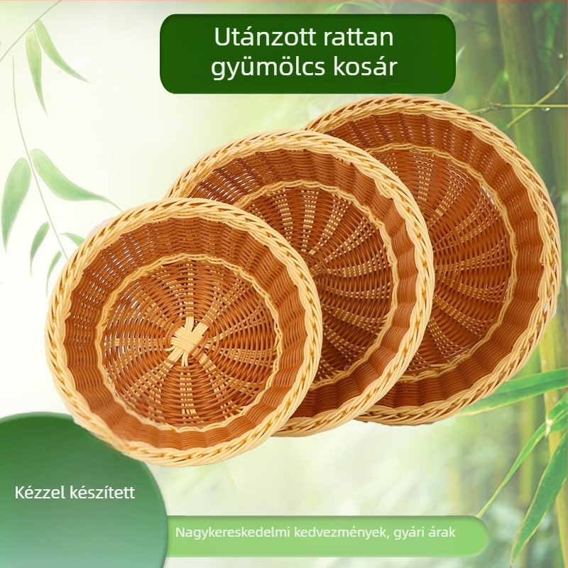 Mesterséges ratán gyümölcs- és kenyérkosár, fonott nassoló és popcorn kosár, kiállítási célokra