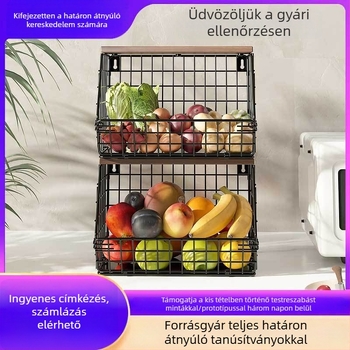 Falihoz rögzíthető konyhai tároló állvány zöldségekhez és gyümölcsökhöz; fürdőszobai törölköző- és kozmetikai tárolókosár; anyag fa/bambusz; modern minimalista, szabálytalan stílus