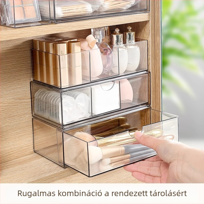 Tükörszekrény fiókos kozmetikai tároló – maszkok és rúzs számára, asztali fürdőszobai rendező