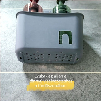 Fali szerelhető műanyag tárolókosár vízelvezetővel