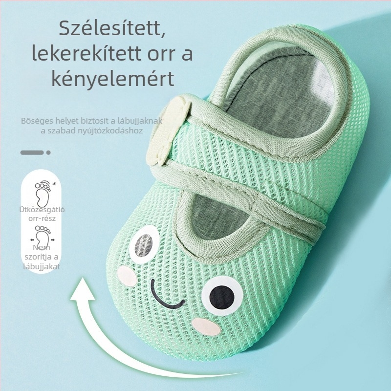 Baba beltéri járócipő, lélegző, csúszásmentes, rajzfilm mintás, nyárra