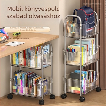 Átlátszó akril tároló állvány otthonra, padlón álló, háromszintes, nagy kapacitású, mozgatható