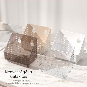 Nagy méretű, vastagított hordozható fürdőkosár kollégiumi szobába, falra akasztható, lefolyóval és tároló funkcióval
