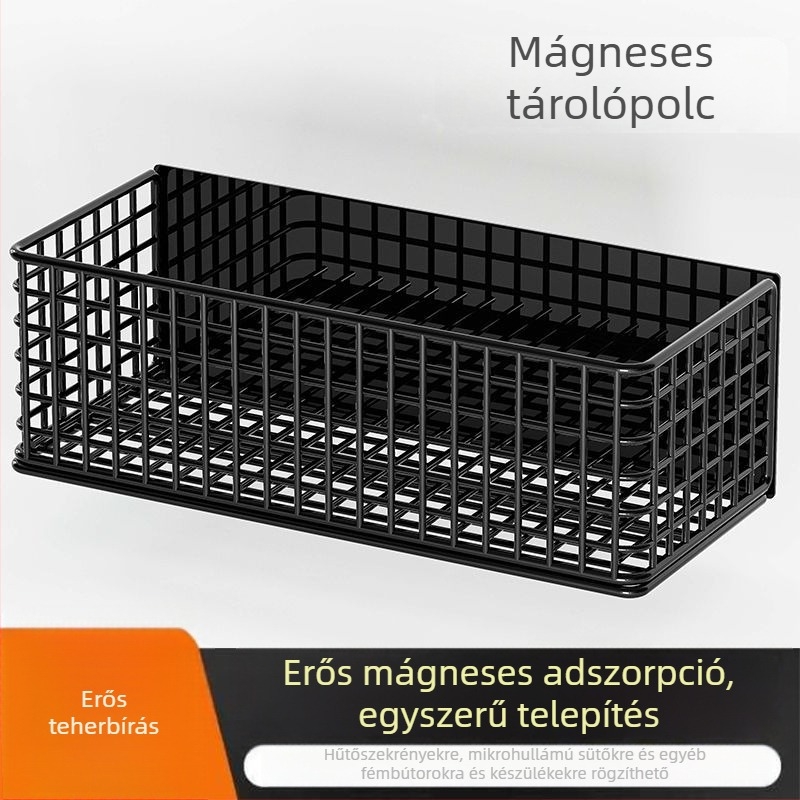 Konyhai mágneses falra szerelhető tároló, papírzsebkendő tartóval és fűszertartóval