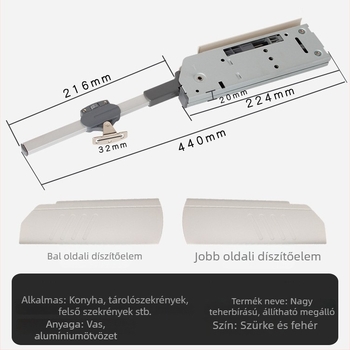 Nagy teherbírású szekrényajtó-emelő rúd hidraulikus csillapítással
