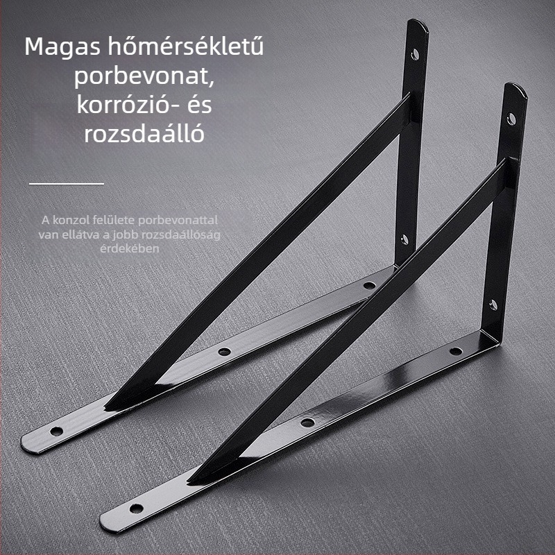 Acélból készültt háromszög alakú polctartó, derékszögű polctartó a polcokhoz, teherbíró hardver