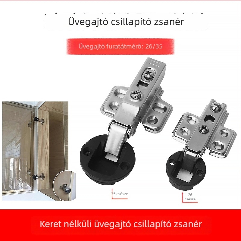 35 mm-es üvegpánt vitrínához, csendes fékező mechanizmussal