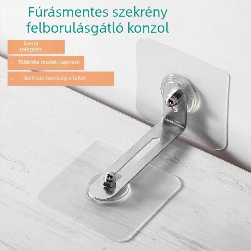 Anti-tip stabilizátor bútorokhoz: szekrények, TV-állványok, könyvespolcok, cipőszekrények és gardróbszekrények – fúrás nélkül