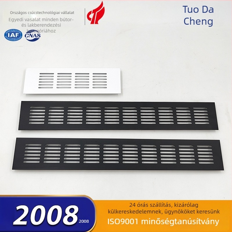 Téglalap alakú alumínium ötvözetű szekrény-szellőzőfedél légáteresztő hálóval