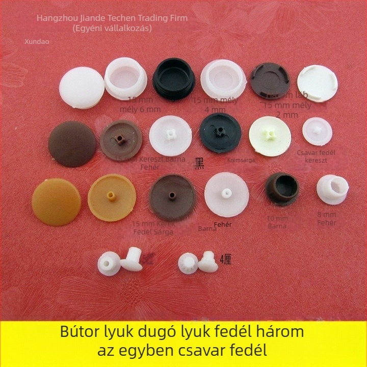 Bútorokhoz való lyukfedő, három az egyben, dekoratív sapka Phillips csavarokhoz, 4 mm és 15 mm