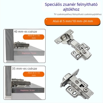 TV-szekrény lenyíló ajtókkal, 1 cm ajtóhosszabbítással, 7/10/24 mm, teljes lefedésű dupla oldalsó panelek, 25 mm csillapított lágy-záró pántok