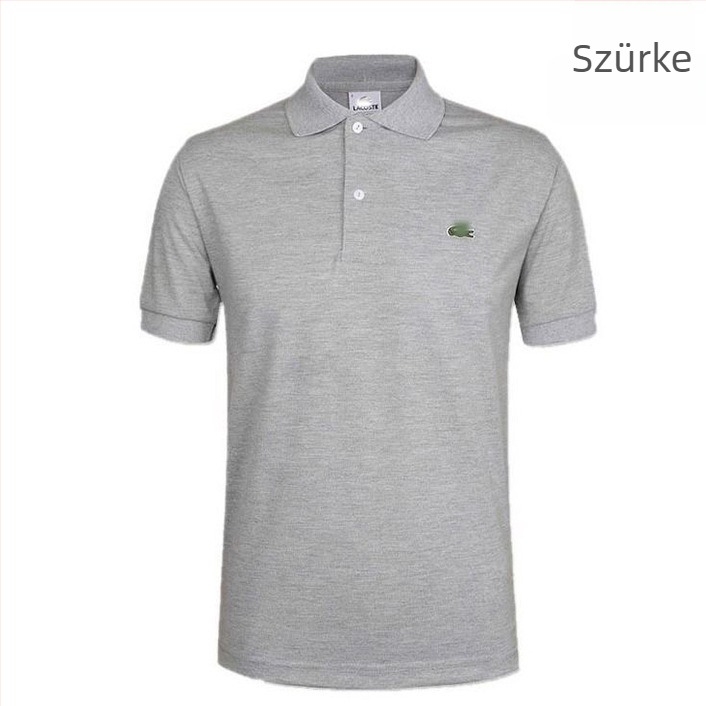 French Fish hímzett pamut polo, egyszínű, rövid ujjú, galléros, üzleti-casual polo, klasszikus