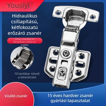 Testreszabott rozsdamentes acél szekrényajtó zsanér csillapítással, hidraulikus, megvastított, kétfokozatú