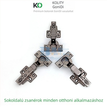Kétfokozat erőzsanér kis szögű lengéscsillapítóval, vastag ajtókhoz szekrények és garderobok, titánium ötvözet, korrózióálló, tompító