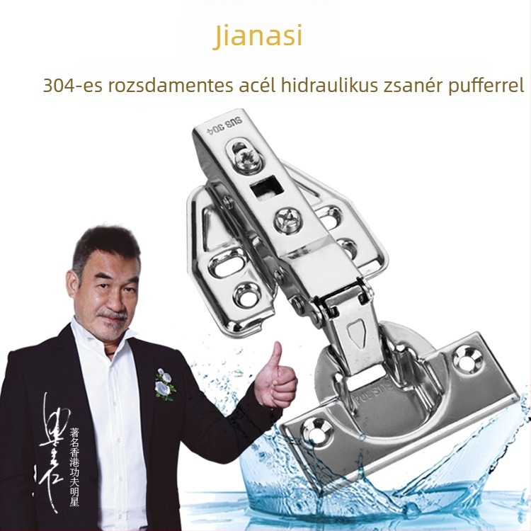 Jarnas 304 rozsdamentes acél, hidraulikus csillapítóval, zsanér szekrény- és ruhásszekrényajtókhoz