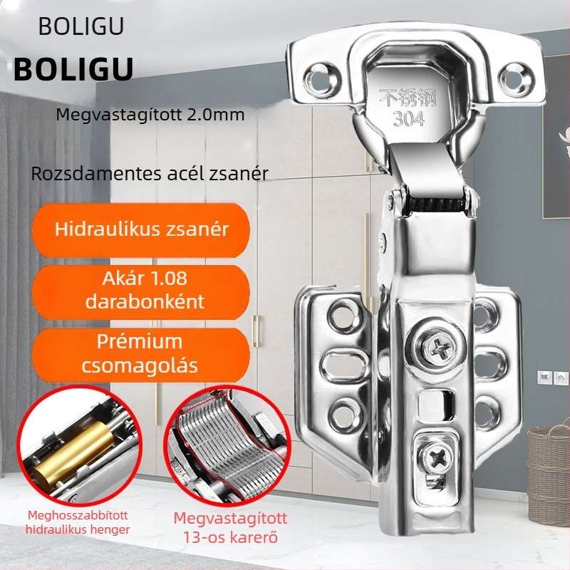304 rozsdamentes acél szekrényajtó csukló hidraulikus csillapítással
