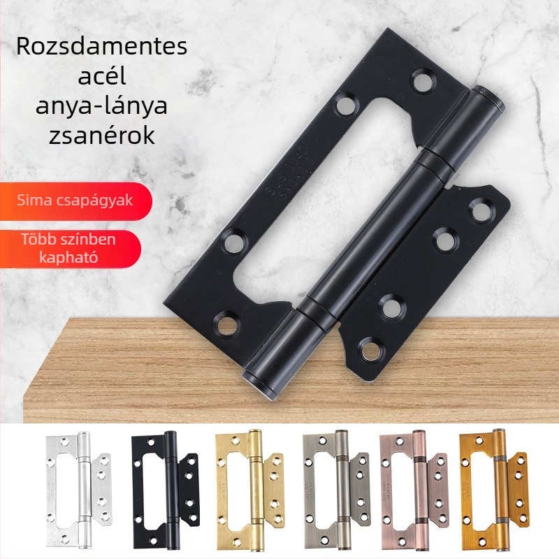 4–5 hüvelykes rozsdamentes acél csukló szekrény- és fa ajtókhoz, fekete, részleges tengely, 304