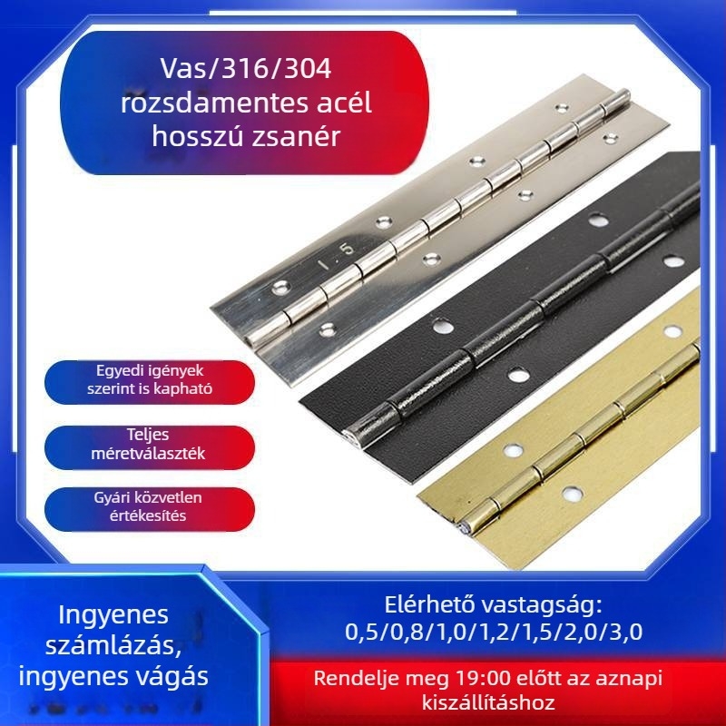 Hosszú vas ajtó zsanér, Q235 szénacél, nehéz terhelésű, hegesztett levél, vastag rozsdamentes acél