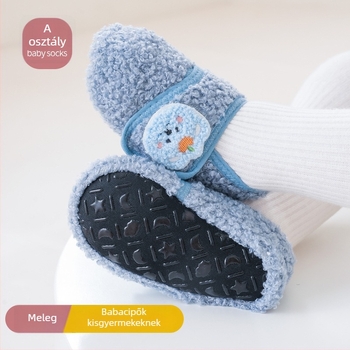Baba beltéri cipő és zokni Velcro-ral, fleece bélés, vastag, csúszásmentes puha talppal