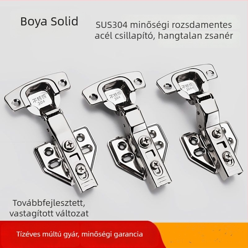 689B modell: 304 rozsdamentes acélból készült hidraulikus szekrényajtó-zsanér, 1,2 mm vastagság, csillapító és rugós hardver
