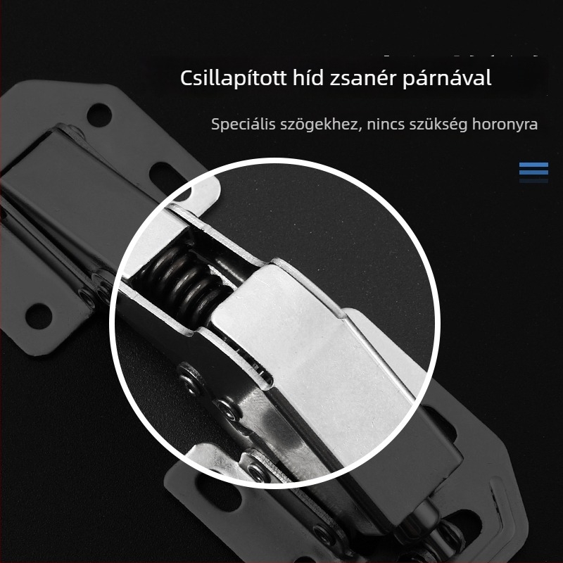 Csillapított szekrényajtó zsanér, összecsukható ruhásszekrény ajtóihoz, fúrás nélkül, méretek 3/4/5 hüvelyk
