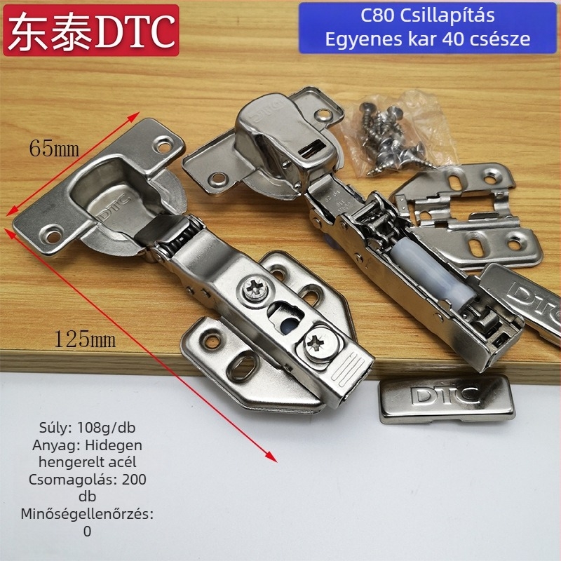 Dongtai DTCC80 magas minőségű szekrényzsanér 25 mm oldalsó panelhez, 40 mm-es csészeátmérő, félfedés