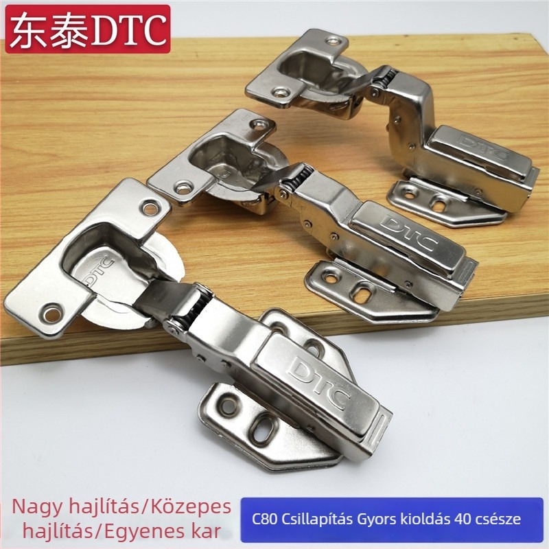 Dongtai DTCC80 magas minőségű szekrényzsanér 25 mm oldalsó panelhez, 40 mm-es csészeátmérő, félfedés