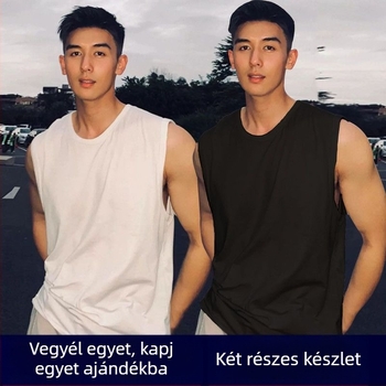 Férfi ujjatlan sportos tanktop edzéshez - kerek nyakú dizájn