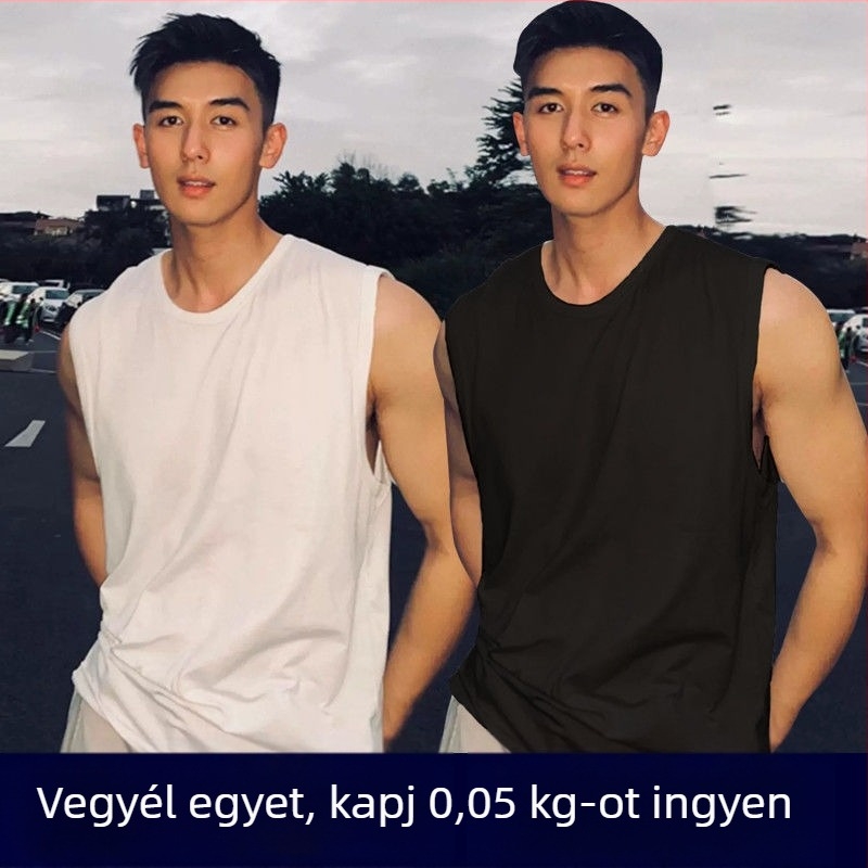 Férfi ujjatlan sportos tanktop edzéshez - kerek nyakú dizájn