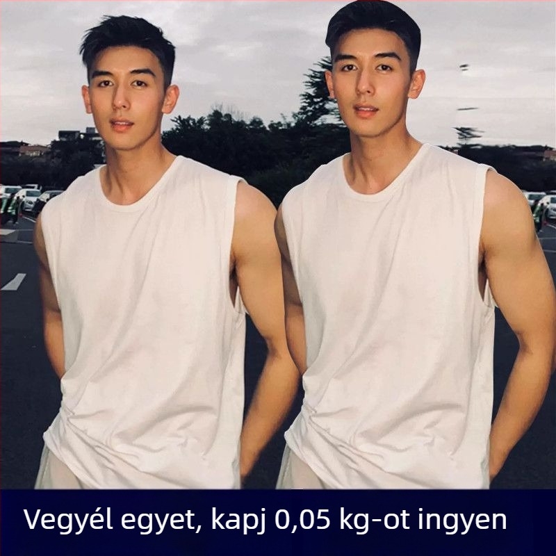 Férfi ujjatlan sportos tanktop edzéshez - kerek nyakú dizájn