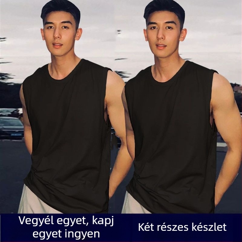 Férfi ujjatlan sportos tanktop edzéshez - kerek nyakú dizájn