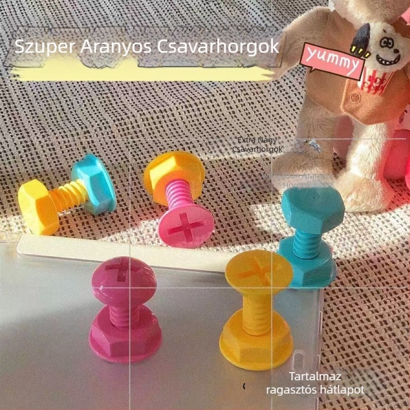 Aranyos, színes, nagy csavaros akasztó erős ragasztóval, fúrás nélkül, ruhatartó az ajtó mögé, kreatív dizájn