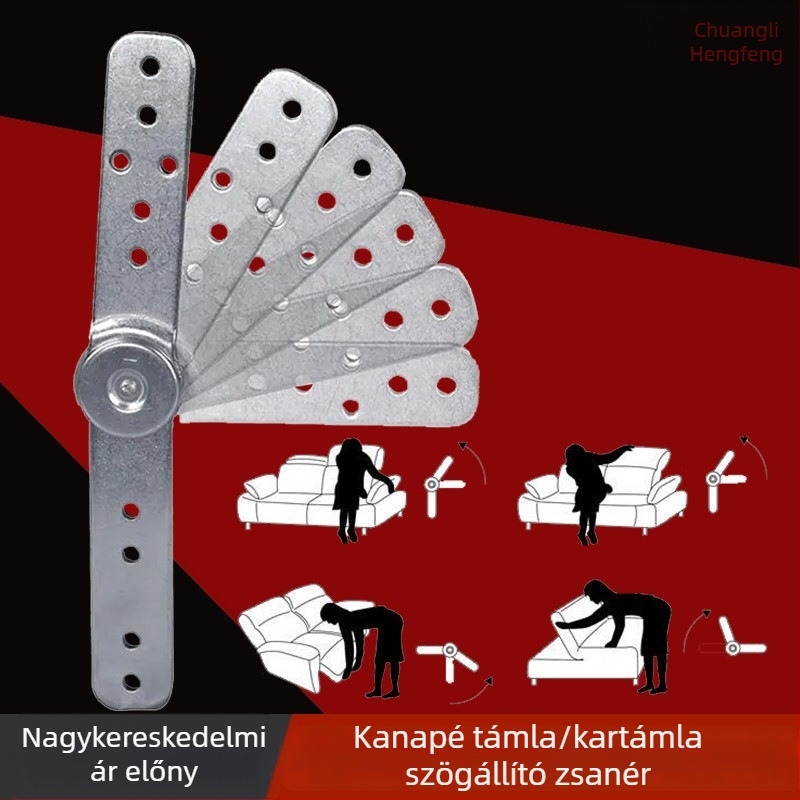 Kerek bútorzsanérok kanapéhoz, állítható szögű fej- és hátsó támaszok, karfa, vas, elektroplakálás.