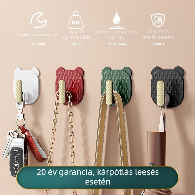 Fúrás nélküli erős ragasztós akasztó ajtókhoz, fürdőszobához és konyhához, kulcsok tárolására, nyom nélkül rögzítés