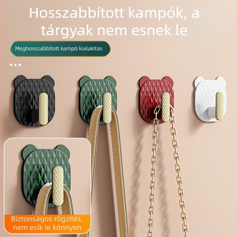 Fúrás nélküli erős ragasztós akasztó ajtókhoz, fürdőszobához és konyhához, kulcsok tárolására, nyom nélkül rögzítés