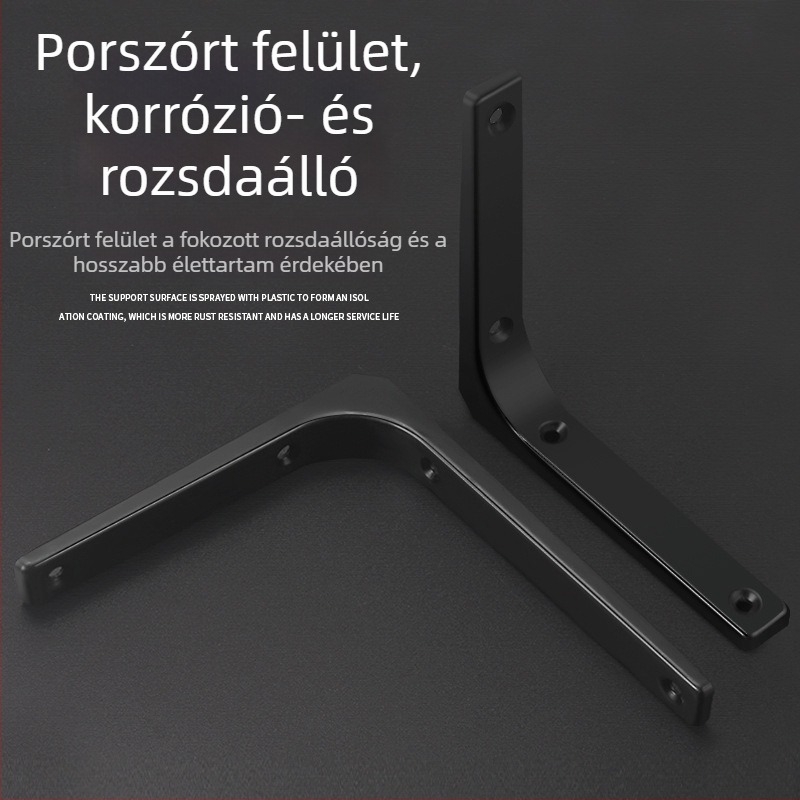 Ívelt rozsdamentes acél polctartó, 90°-os háromszög alakú, falra szerelhető