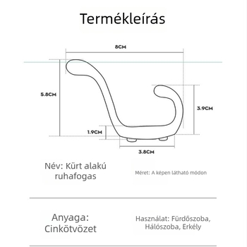 Cinkötvözetű ruhakapocs, fém egyszeres akasztó ajtó mögé, fürdőszobába